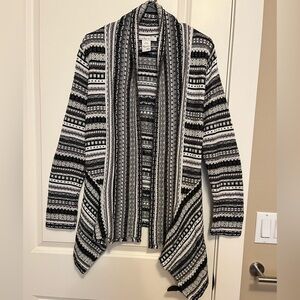 American Rag Black Grey White Open Front Cardigan size XS